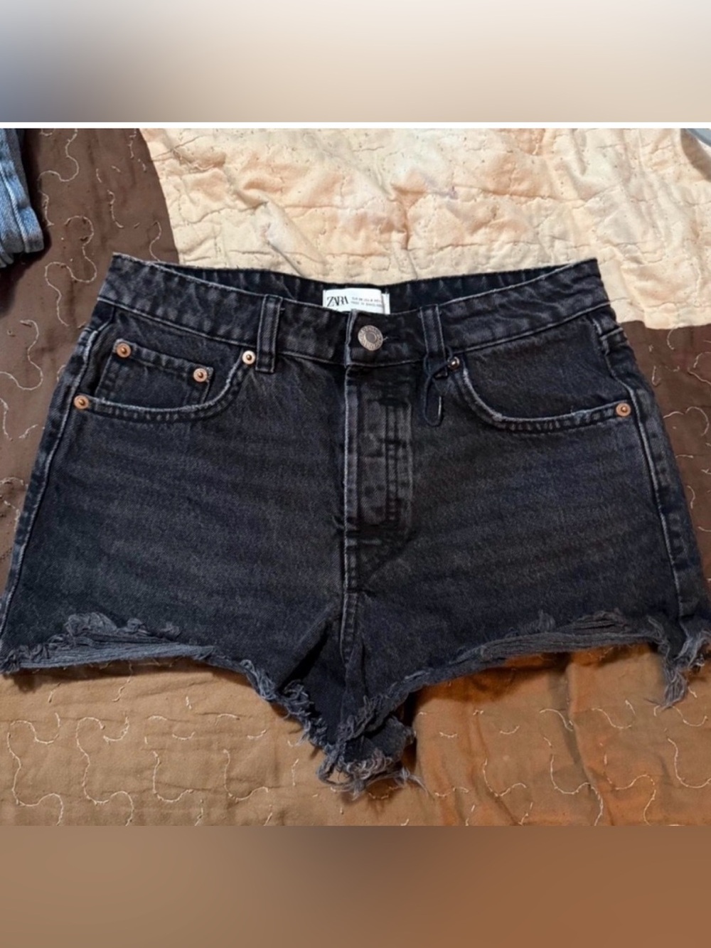 Zara Washed Black Denim Cutoff Shorts